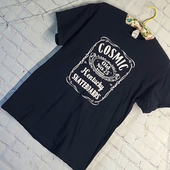 Y2K Cosmic Skateboards Louisville Kentucky Jack Daniel's Black Tee Tshirt Sz M - Picture 3 of 14